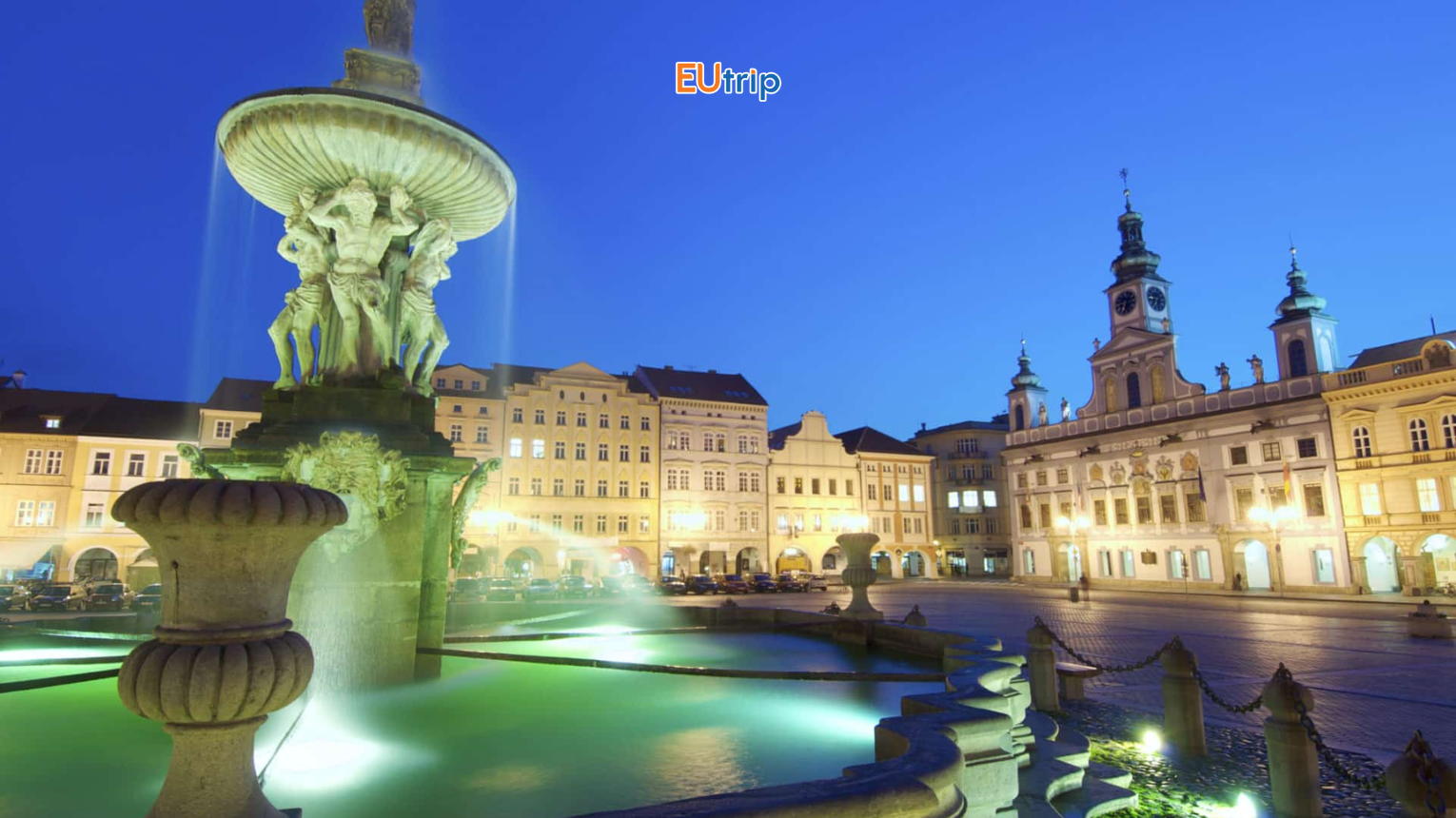 České Budějovice Đài phun nước Samson Tòa thị chính